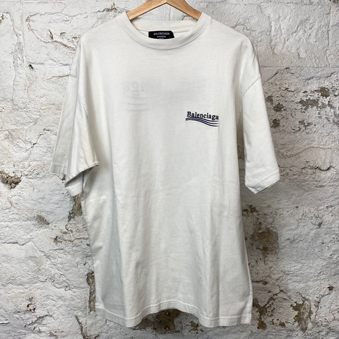 Balenciaga Wave Logo T-shirt White Sz S