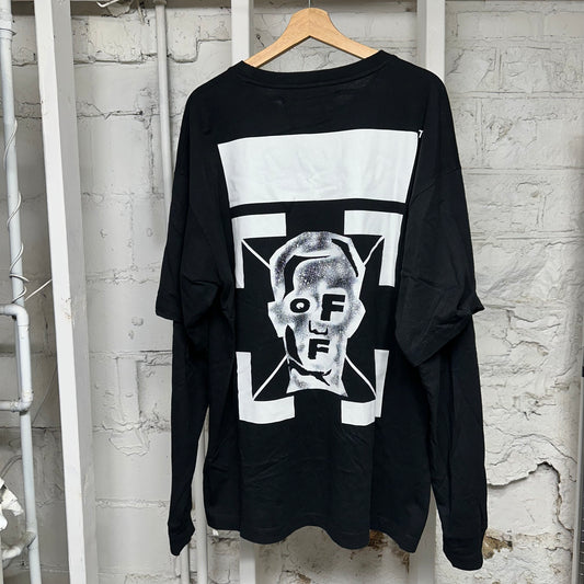 Off-White Face Logo Black Long Sleeve T-Shirt Sz L