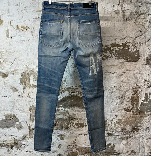 Amiri Distressed Spell Blue Denim Jeans Sz 31