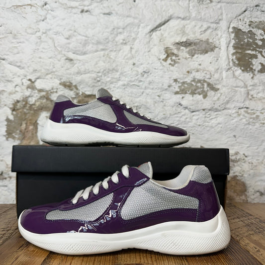 Prada Americas Cup Ciclamino Patent Grey White Sneaker Sz 7