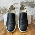 Gucci Black GG Embossed Monogram Slip On White Sneaker Sz 7.5