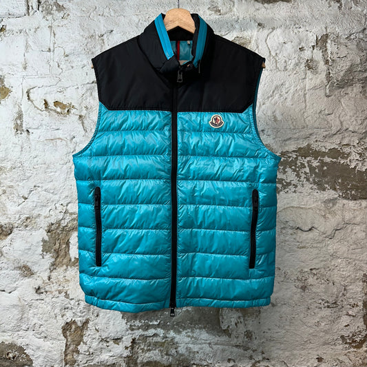Moncler Ortac Logo Teal Blue Black Vest Sz M (2)
