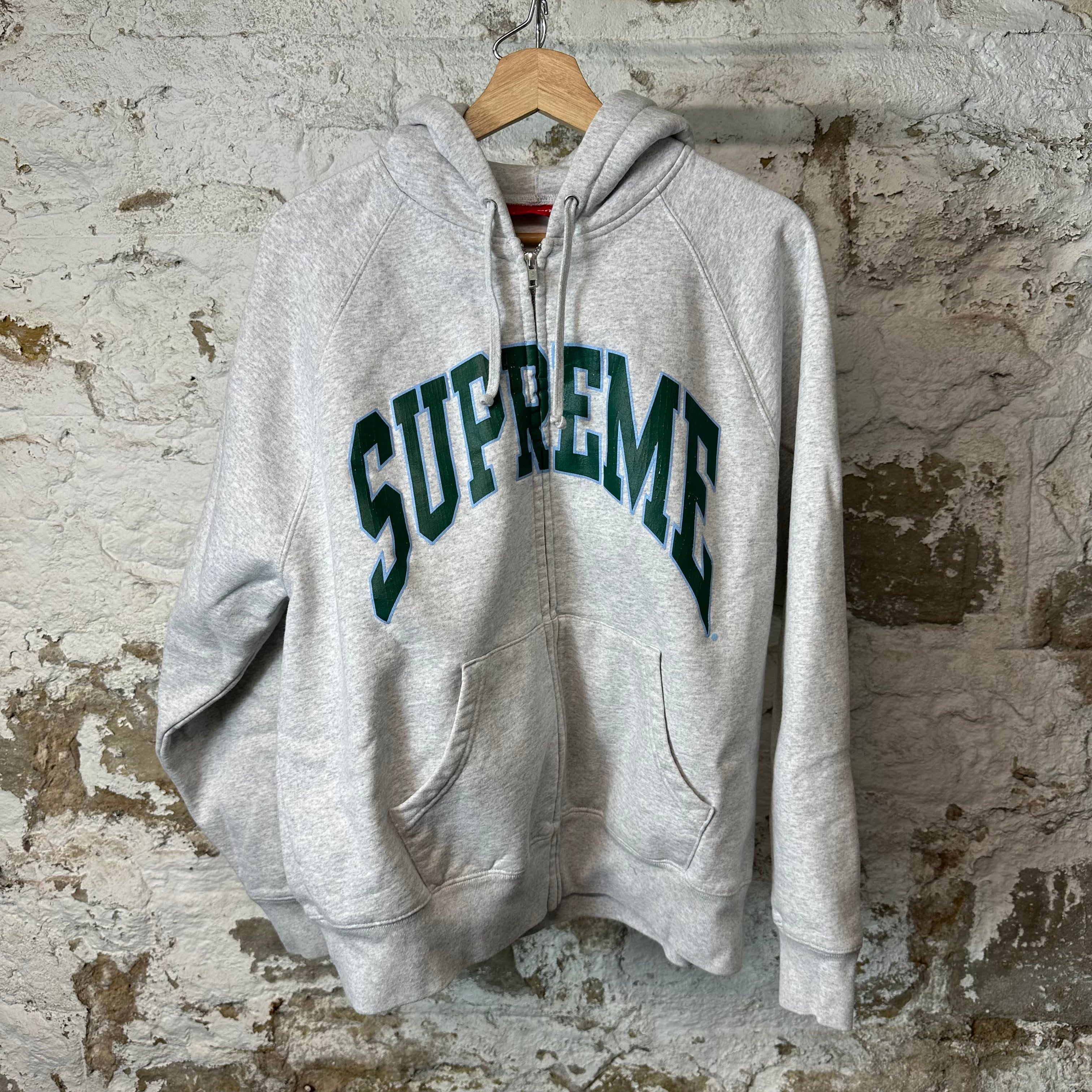 Supreme Cracked Raglan Grey Zip Up Hoodie Sz S