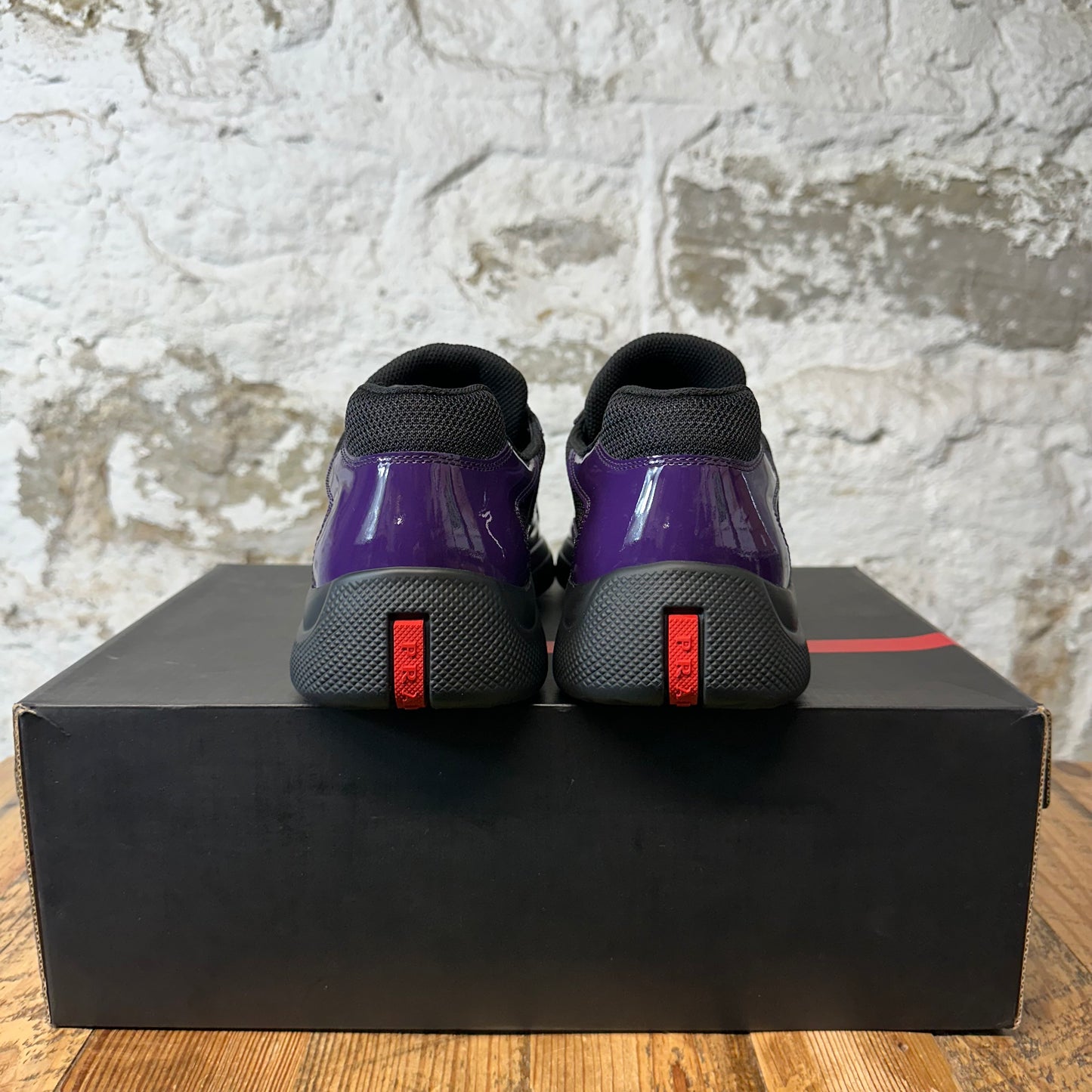 Prada Americas Cup Purple Patent Black Sneaker Sz 11 DS