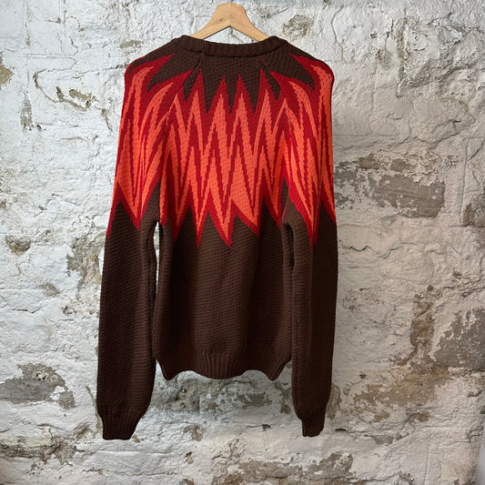 Marni Fire Island Logo Sweater Brown Sz L (50)