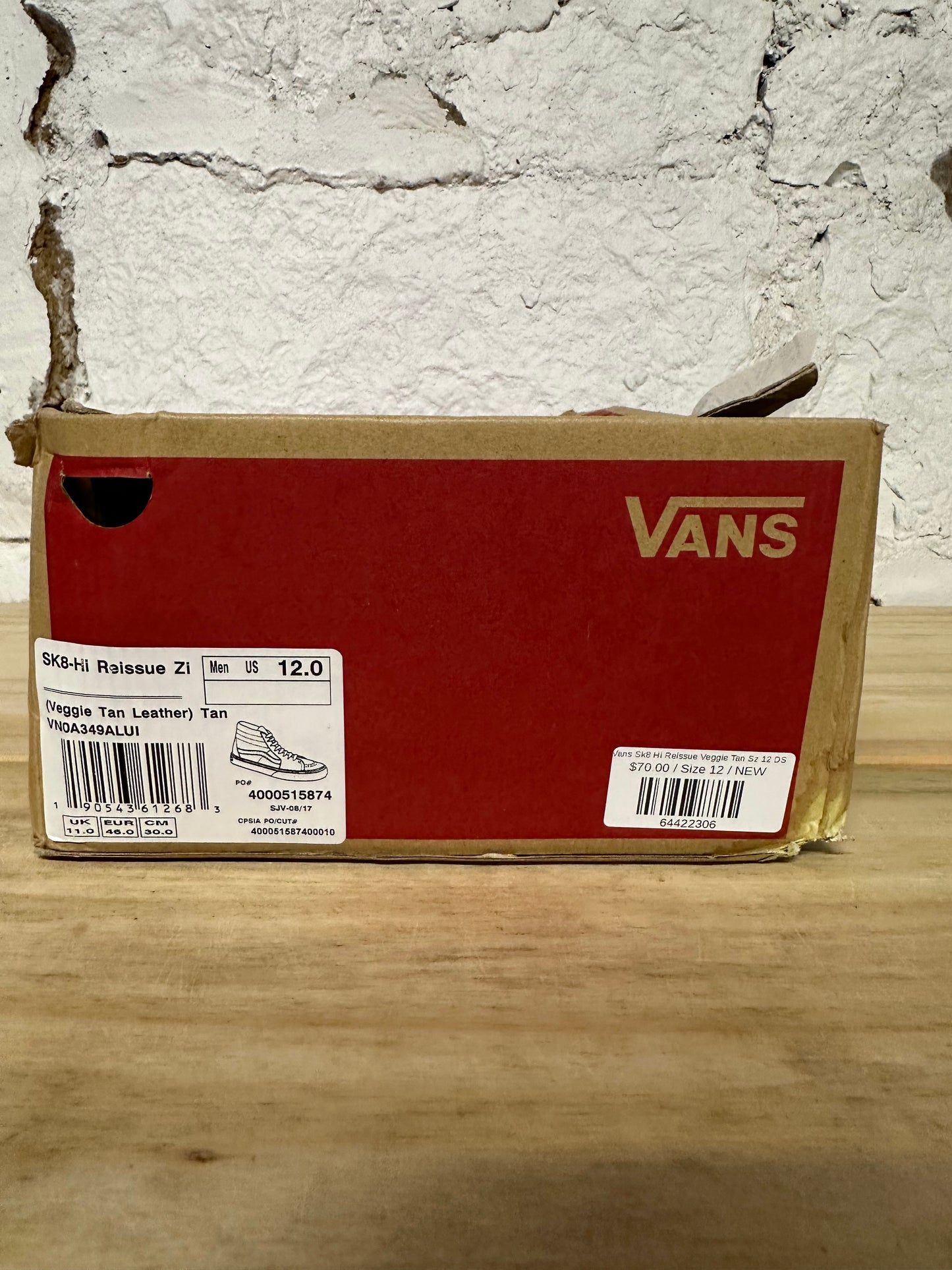 Vans Sk8 Hi Reissue Veggie Tan Sz 12 DS
