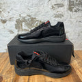 Prada Americas Cup Triple Black Patent Sneaker Sz 9.5 DS