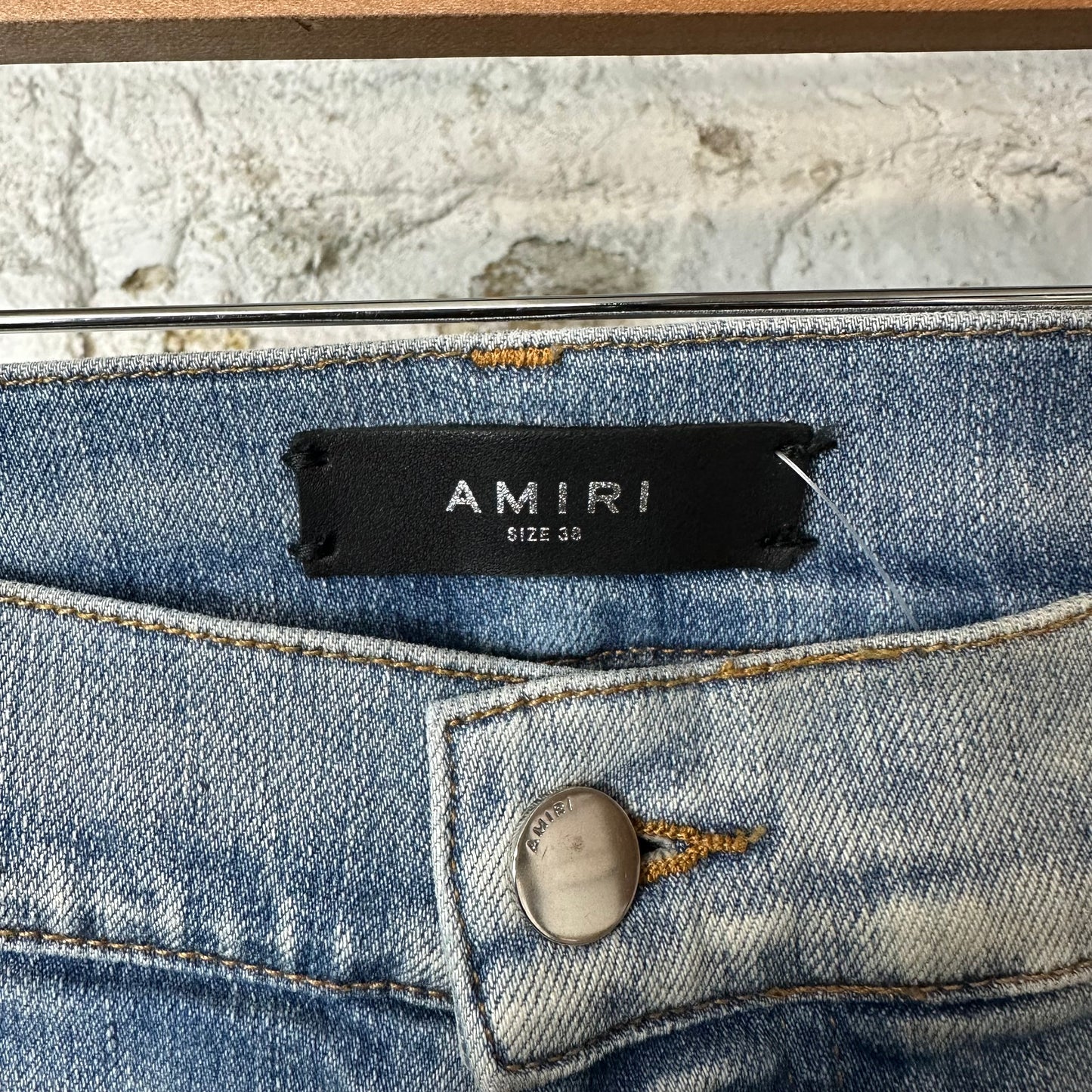 Amiri MX1 Cracked Orange Blue Denim Jeans Sz 38