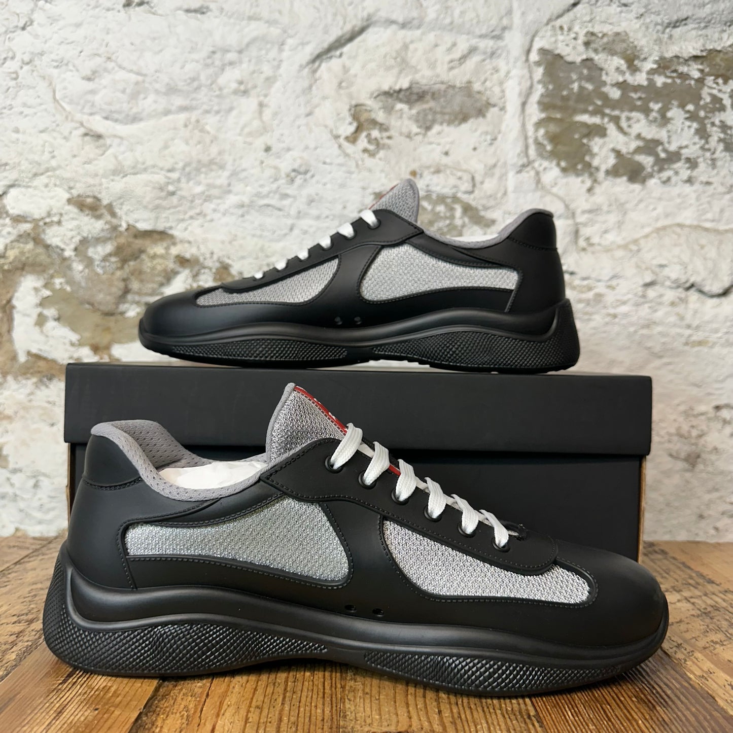 Prada Americas Cup Nero Rubber Sneaker Sz 11 (44) DS