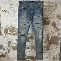 Amiri MX1 Black Multicolor Paisley Blue Denim Jeans Sz 33