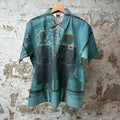 Satoshi Weird Time Quarter Zip Up Shirt Blue Sz S