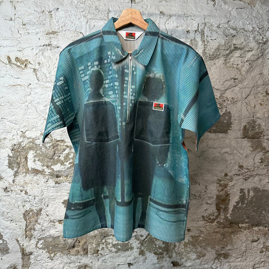 Satoshi Weird Time Quarter Zip Up Shirt Blue Sz S