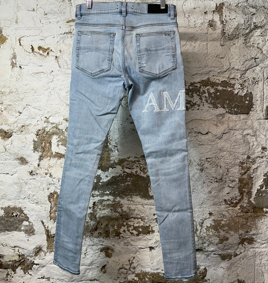 Amiri Blue Core Logo Blue Denim Jeans Sz 30