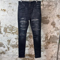 Amiri MX1 Black Paisley Thrasher Black Denim Jeans Sz 32