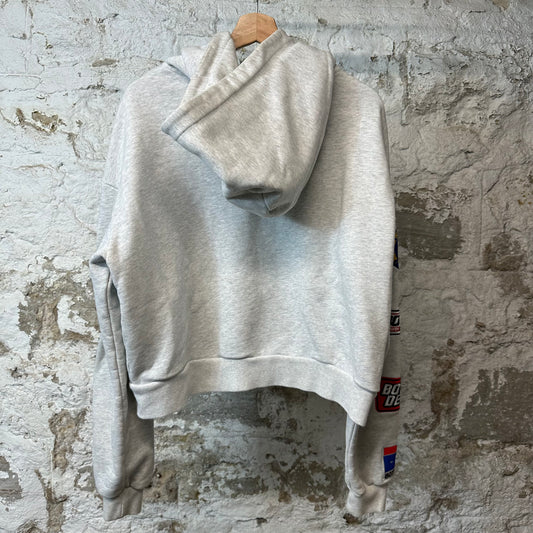 Bottega Desires Sleeve Logos Zip Up Hoodie Grey Sz S
