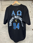 Supreme Alpha Omega Black Blue Baseball Jersey Sz M