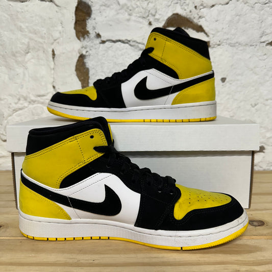 Air Jordan 1 Mid Black Yellow Toe Sz 8.5