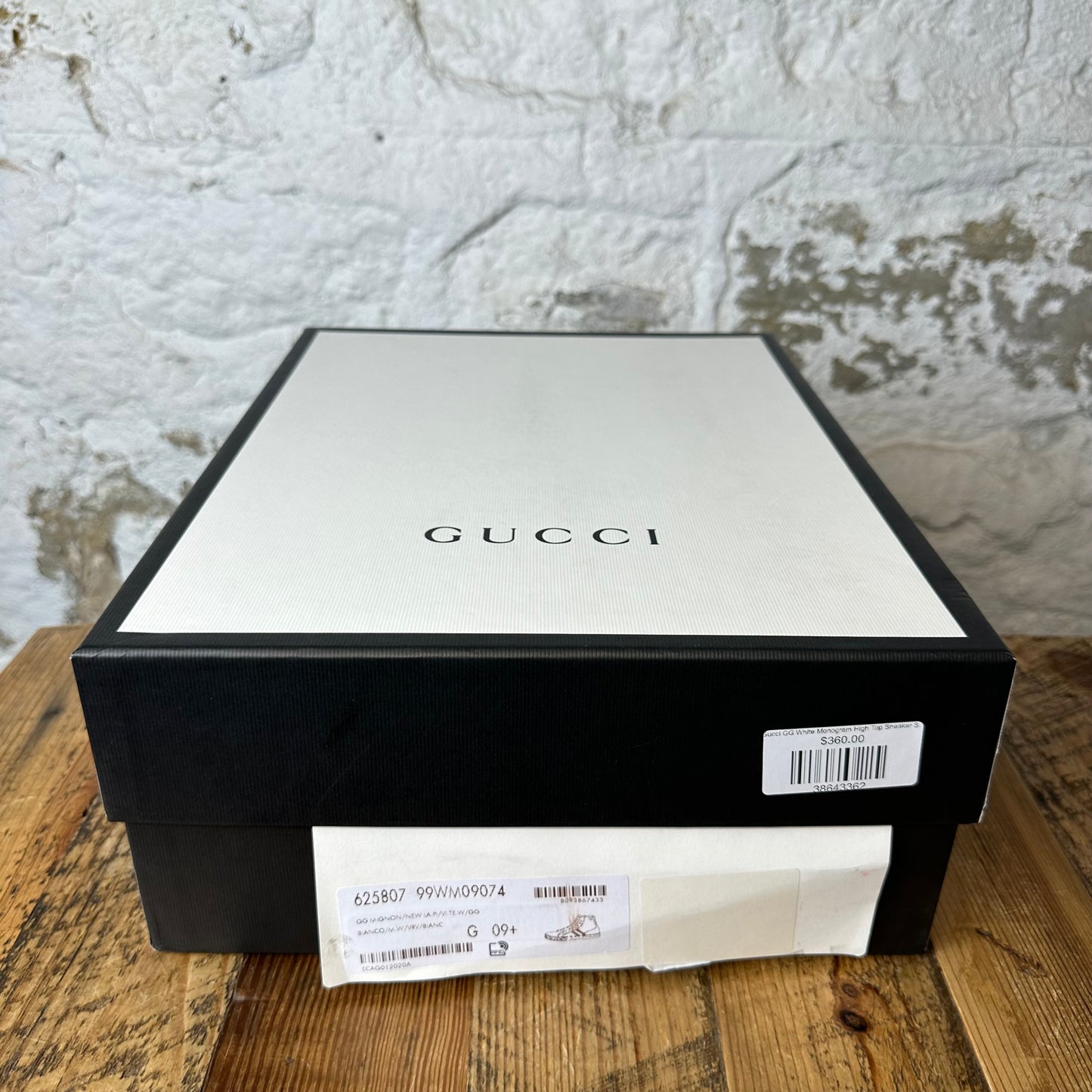 Gucci GG White Monogram High Top Sneaker Sz 9.5 DS