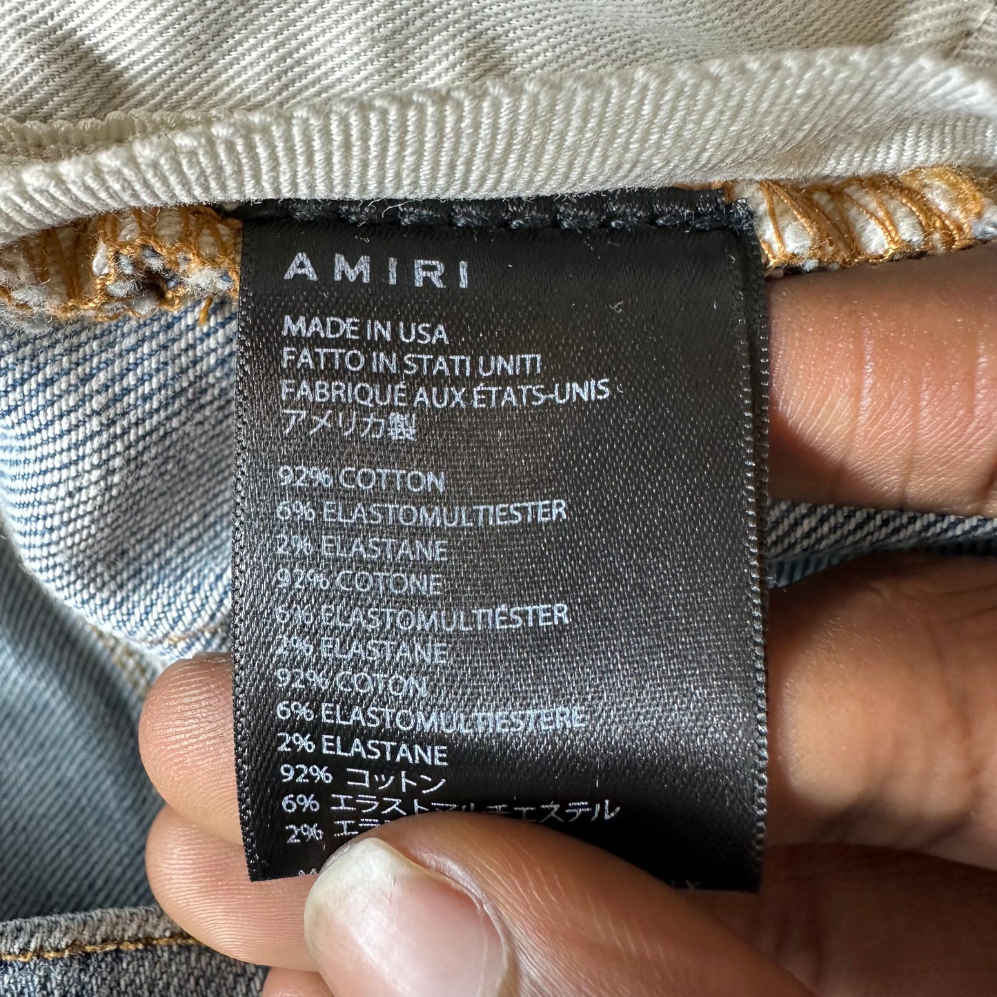 Amiri MX1 Multicolor Paisley Patches Blue Denim Jeans Sz 31