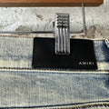 Amiri MX1 Black Leather Washed Blue Denim Jeans Sz 32