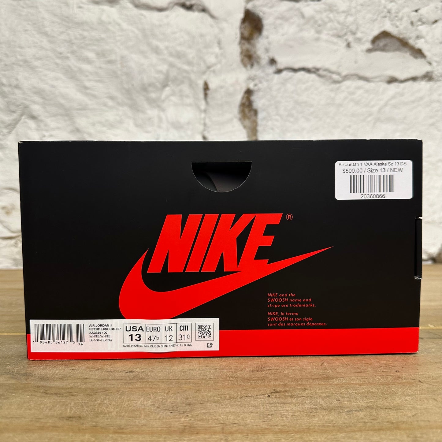 Air Jordan 1 High Virgil Abloh Archive  Alaska Sz 13 DS