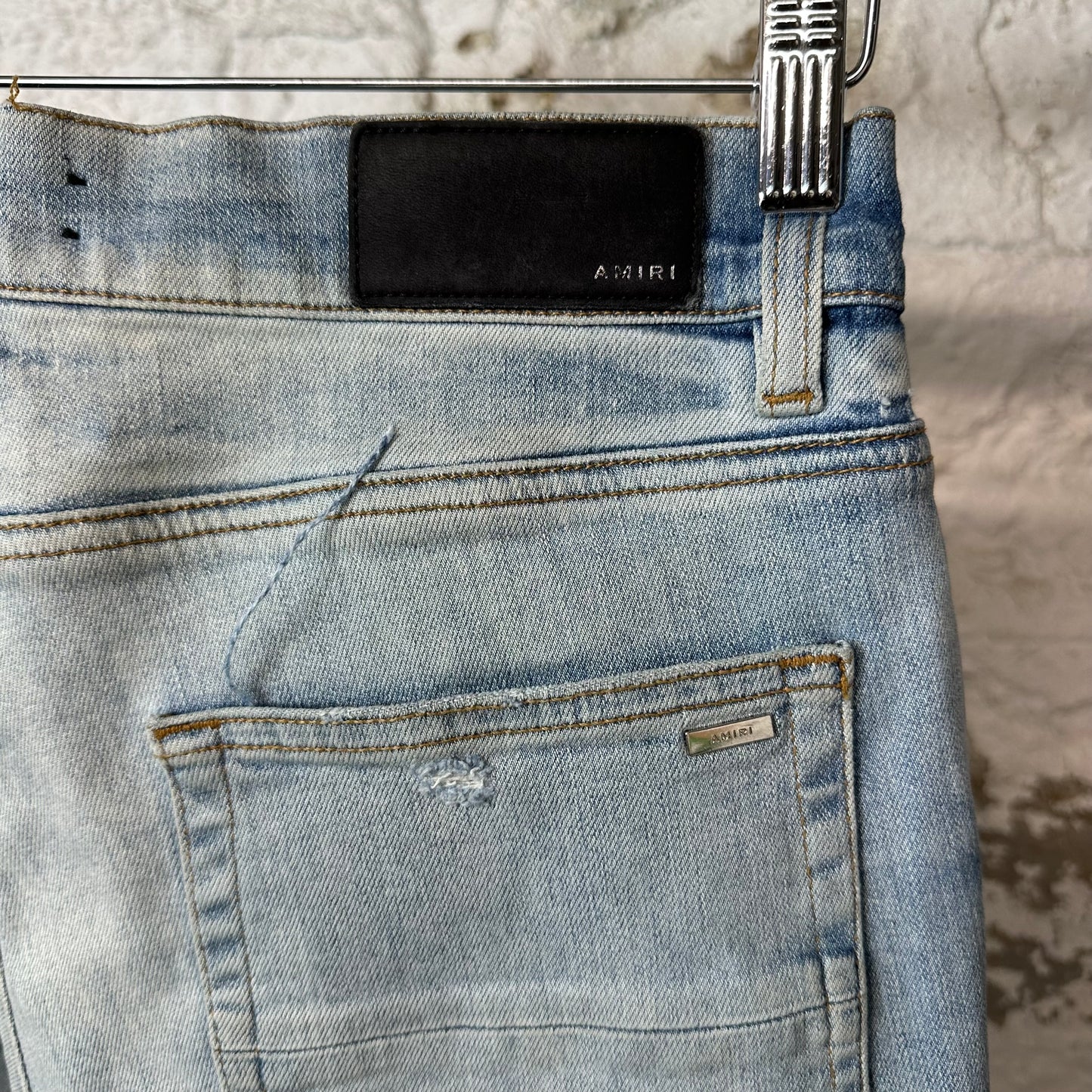 Amiri MX1 Black Suede Blue Denim Jeans Sz 33