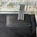 Amiri MX1 Black Leather Waxed Black Denim Jeans Sz 32