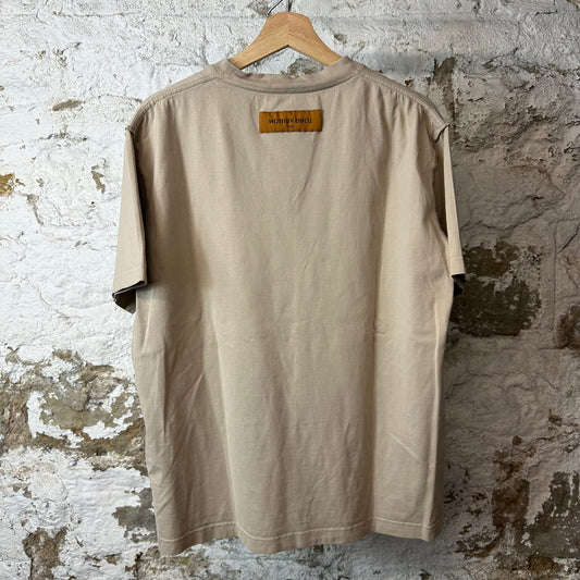 Louis Vuitton Embossed Logo Tan T-Shirt Sz L