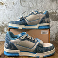 Louis Vuitton Blue Monogram White Strap Trainer Sneaker Sz 10 (8.5LV)