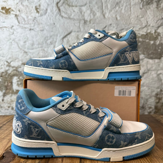 Louis Vuitton Blue Monogram White Strap Trainer Sneaker Sz 10 (8.5LV)