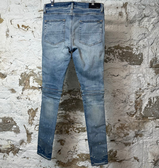 Amrii MX2 Yellow Brown Patch Blue Denim Jeans Sz 33