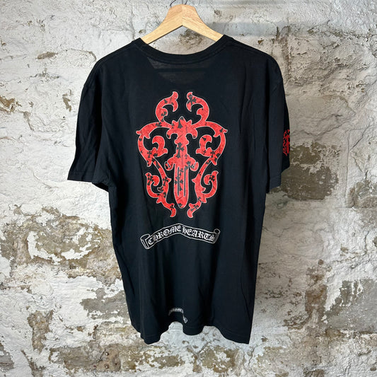 Chrome Hearts Red Cross T-Shirt Black Sz L