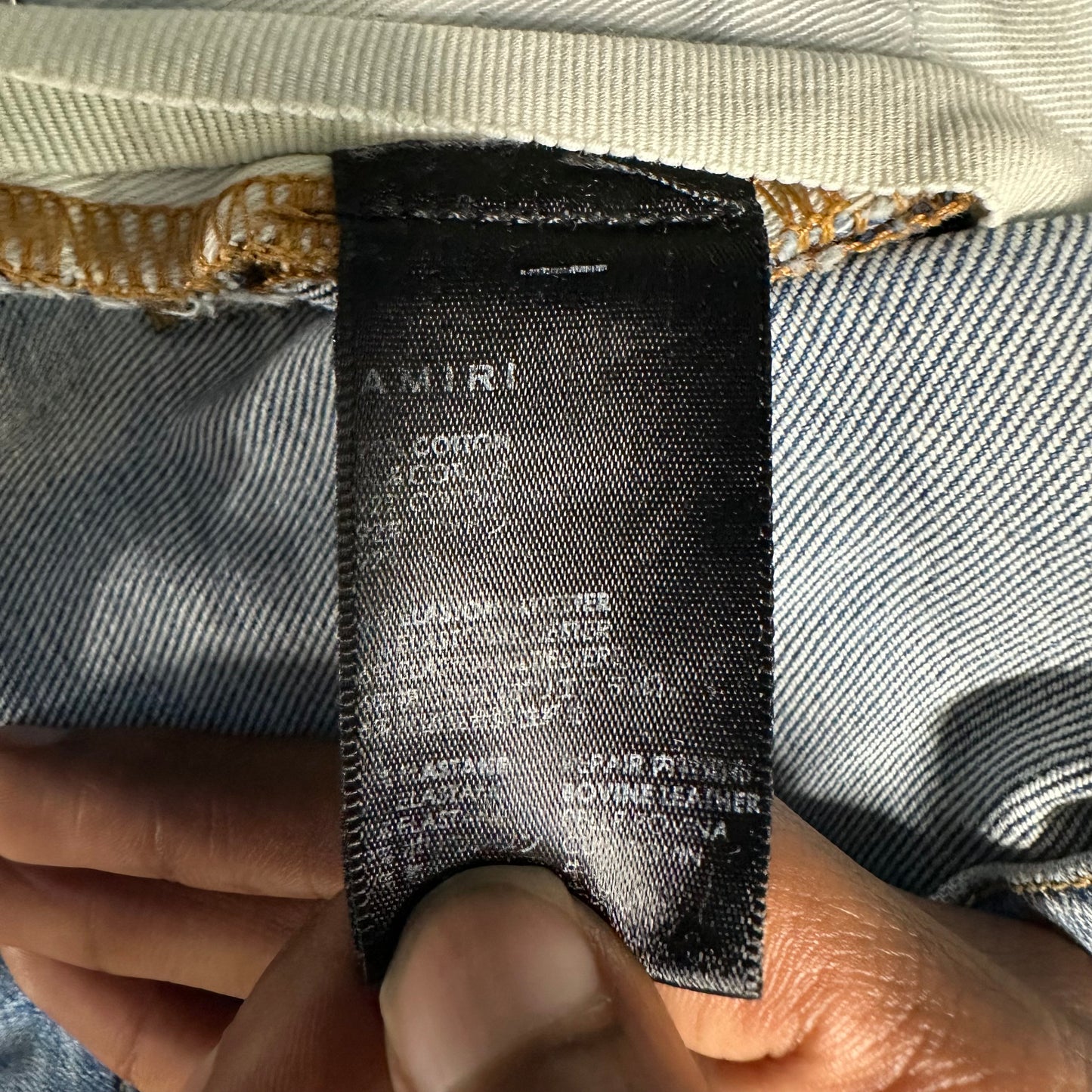 Amiri Green Camo Bones Blue Denim Jeans Sz 28