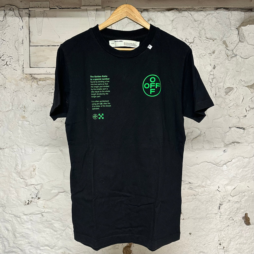 Off White Golden Ratio Green Black T-Shirt Sz M