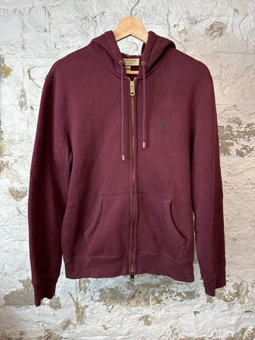 Burberry Maroon Zip Up Hoodie Sz M