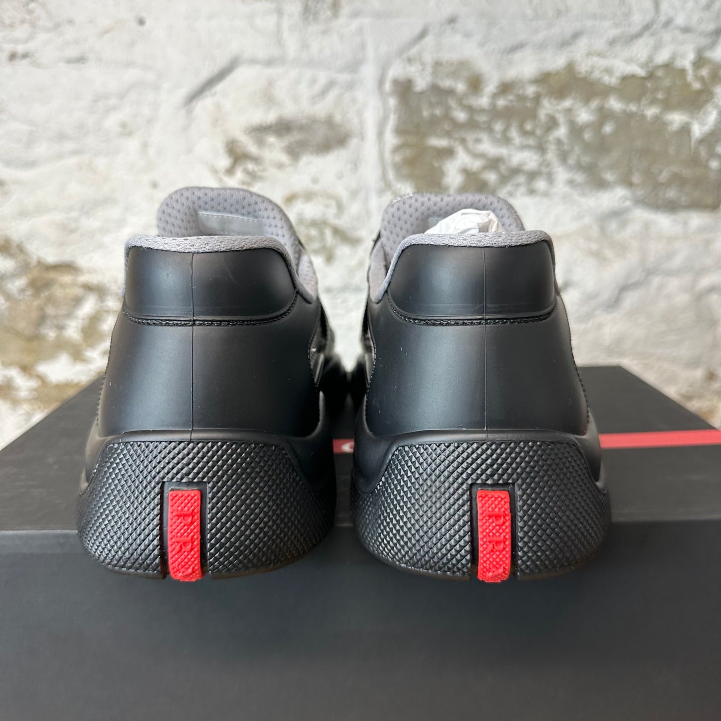Prada Americas Cup Black Rubber Sneaker Sz 11 (44) DS