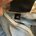 Amiri MX1 Black Leather Blue Denim Jeans Sz 29