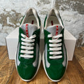 Prada Americas Cup Green Patent Grey White Sneaker Sz 8.5
