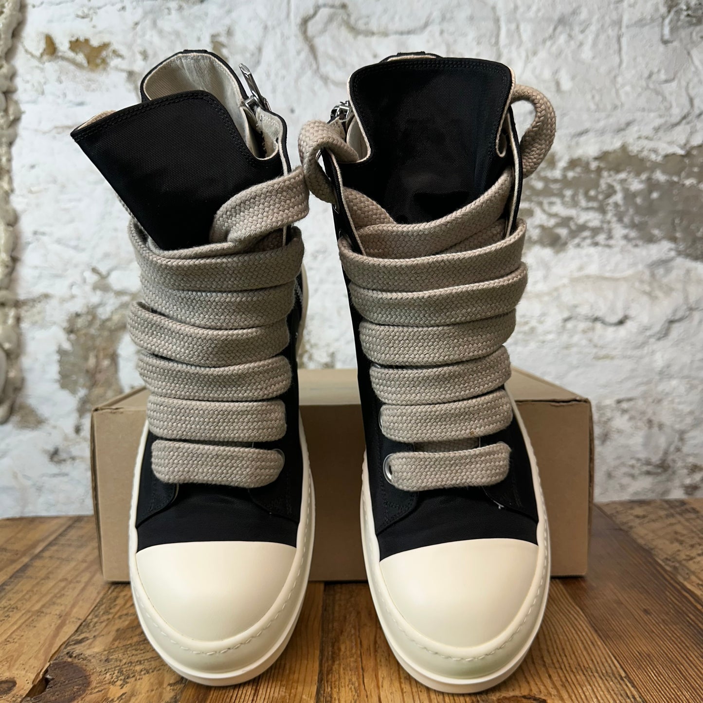Rick Owens High Jumbo Lace Black Milk Sneaker Sz 12 (45)