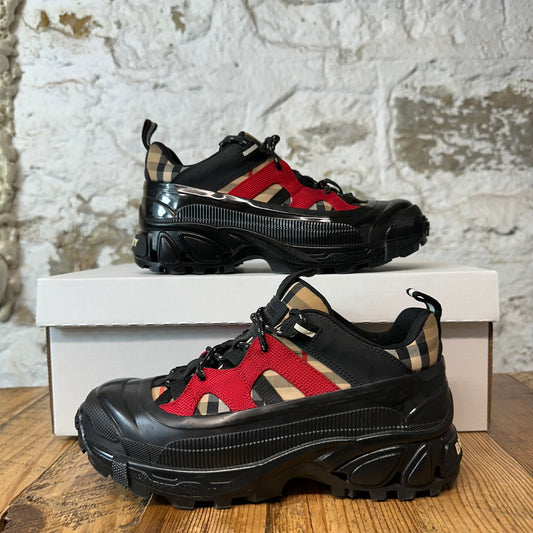 Burberry Arthur Plaid Red Black Sneaker Sz 4.5 (36)