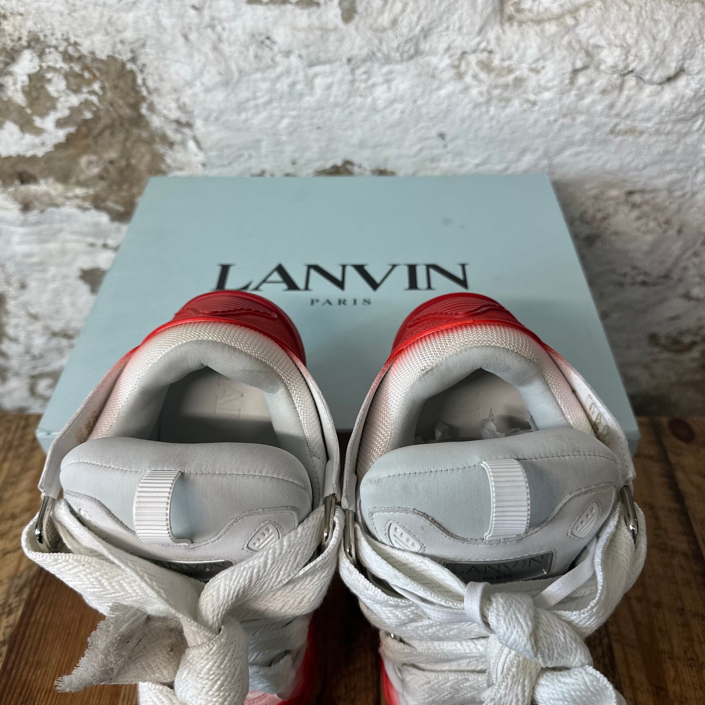 Lanvin Curb White Red Dyed Sneaker Sz 9 (42)