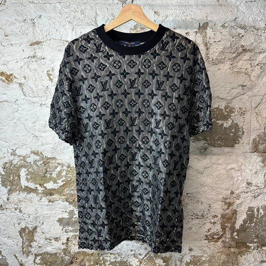 Louis Vuitton Black Monogram Mesh T-Shirt Sz M