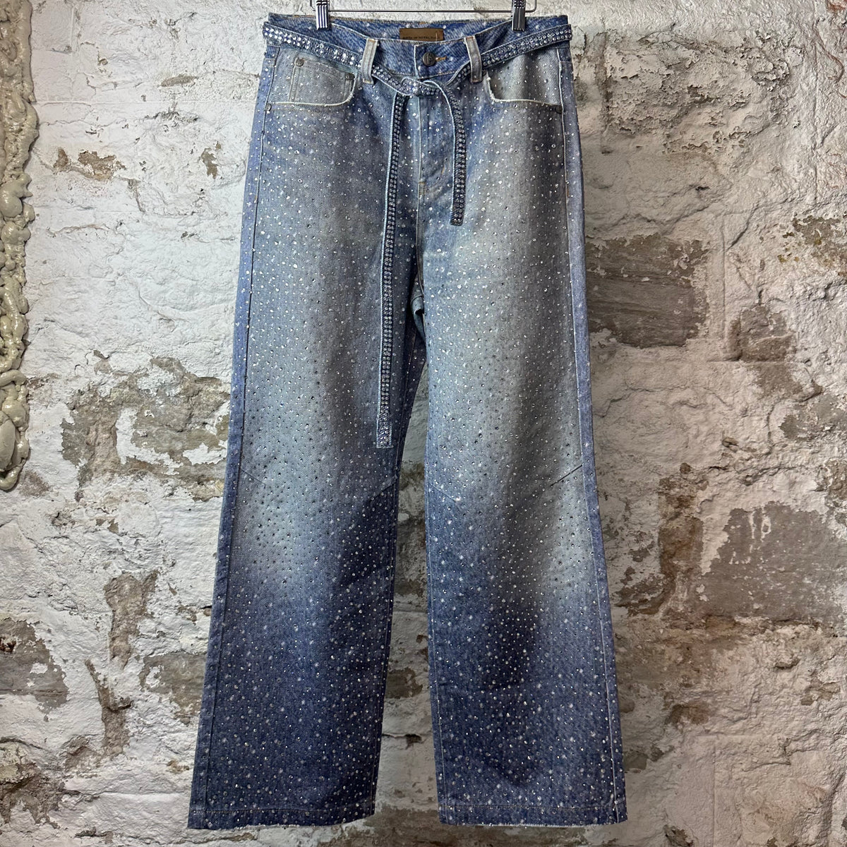 Birth Of Royal Child Crystal Embelished Blue Denim Jeans Sz M