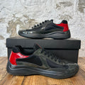 Prada Americas Cup Olive Green Red Patent Sneaker Sz 7.5