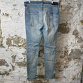 Amiri MX1 Cracked Orange Blue Denim Jeans Sz 34