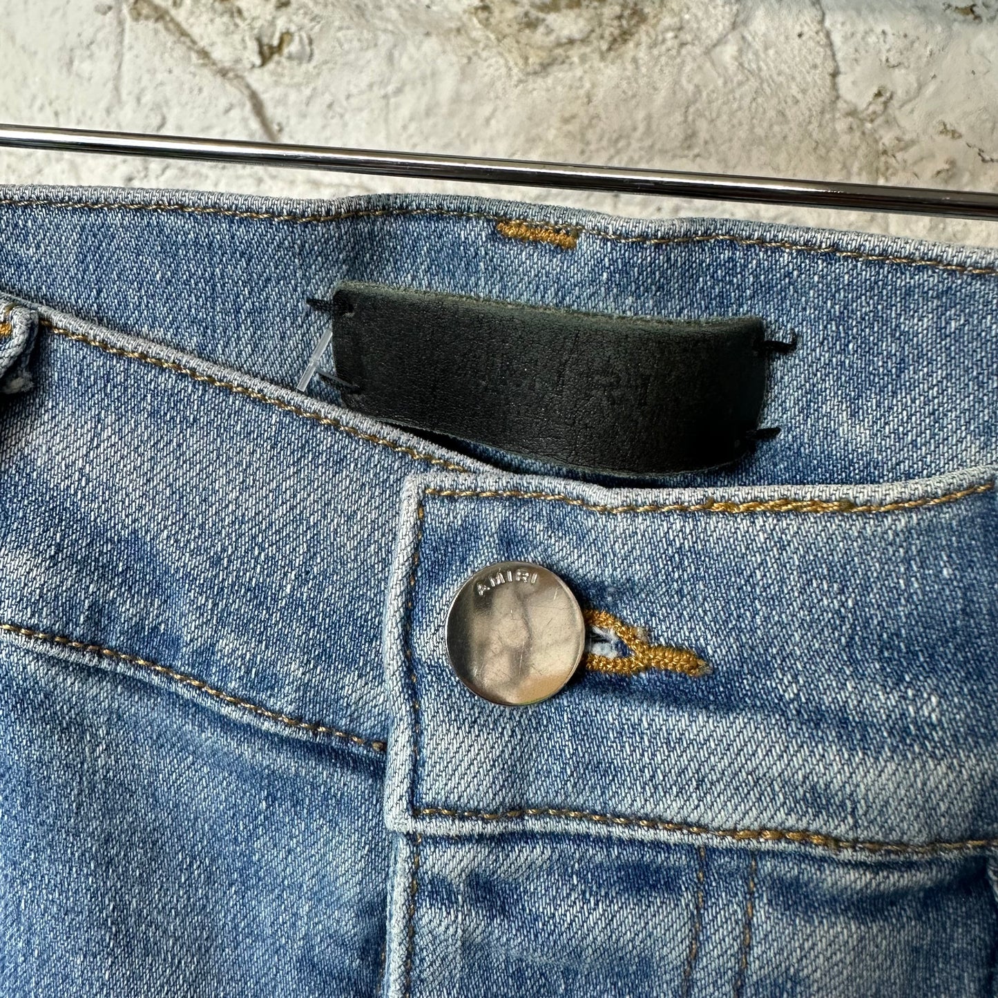 Amiri MX1 Multicolor Flannel Blue Denim Jeans Sz 30