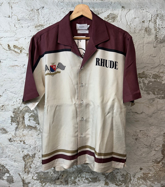 Rhude Championship Maroon White Button Up Sz S