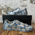 Gucci Blue GG Monogram Silver Ace Sneaker Sz 8
