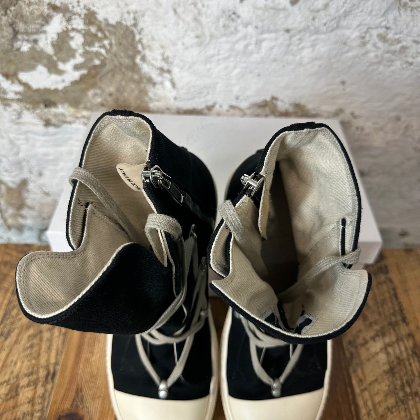 Rick Owens High Hexa Lace Black Milk Sneaker Sz 9.5 (42.5)