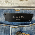 Amiri MX1 Grey Orange Plaid Patch Blue Denim Jeans Sz 34